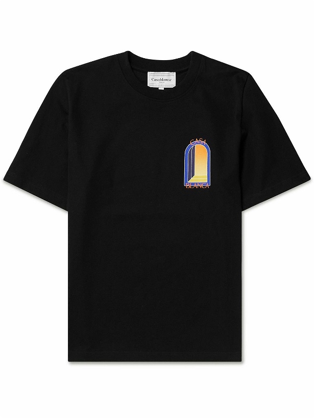 Photo: Casablanca - L'Arche De Nuit Logo-Print Cotton-Jersey T-Shirt - Black