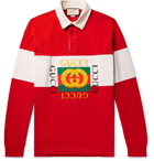 Gucci - Logo-Print Striped Loopback Cotton-Jersey Polo Shirt - Men - Red