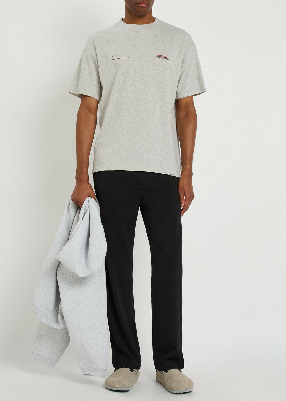 Represent Patron of The Club Printed Cotton T-shirt Cream