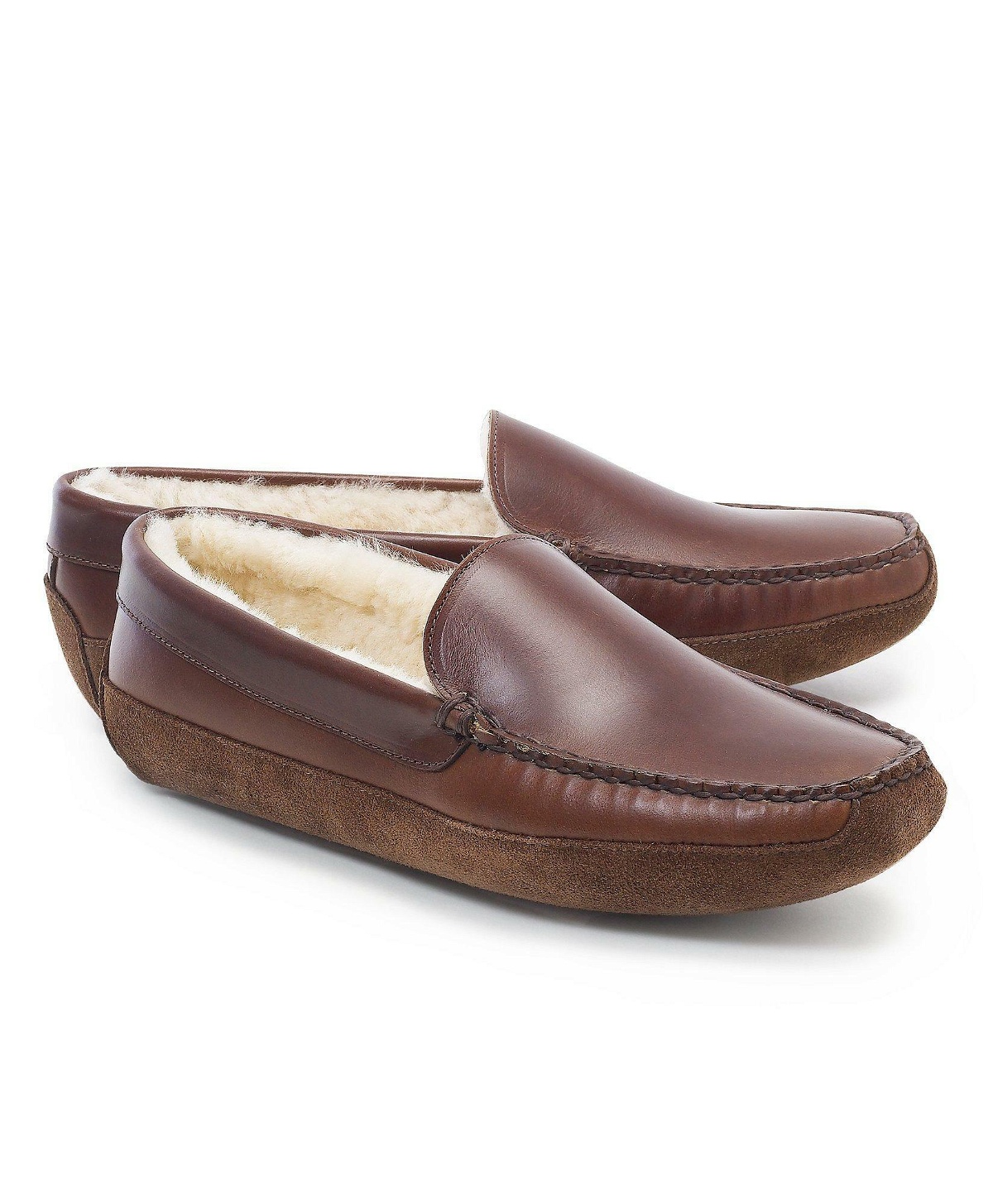 Photo: Brooks Brothers Men's Shearling Slippers Shoes | Brown