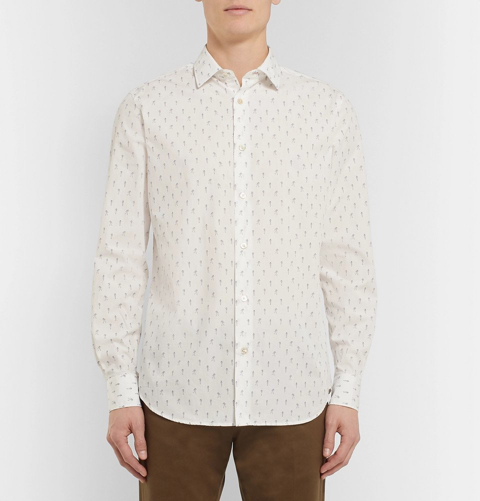 Paul Smith - Explorer Slim-Fit Printed Cotton Shirt - Men - White ...