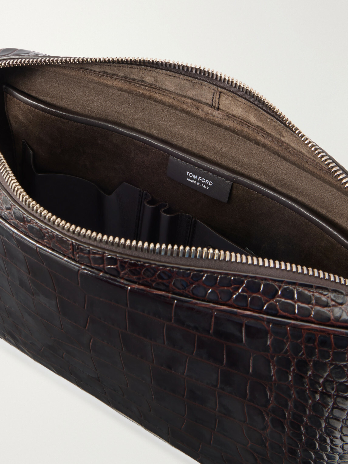 TOM FORD - Croc-Effect Leather Pouch
