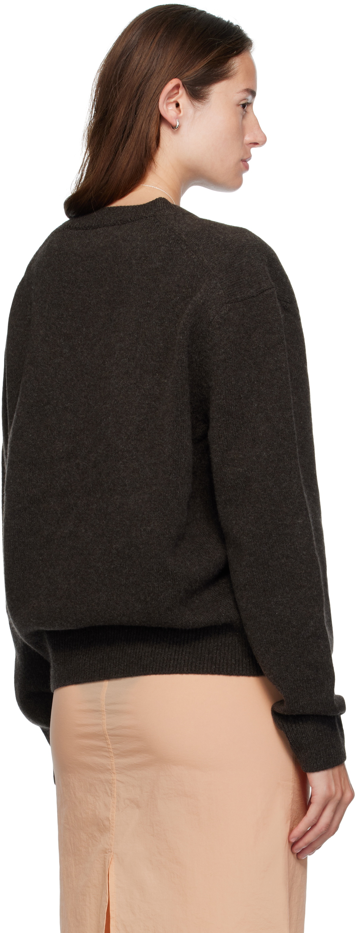 COOR Brown Wool V-Neck Sweater