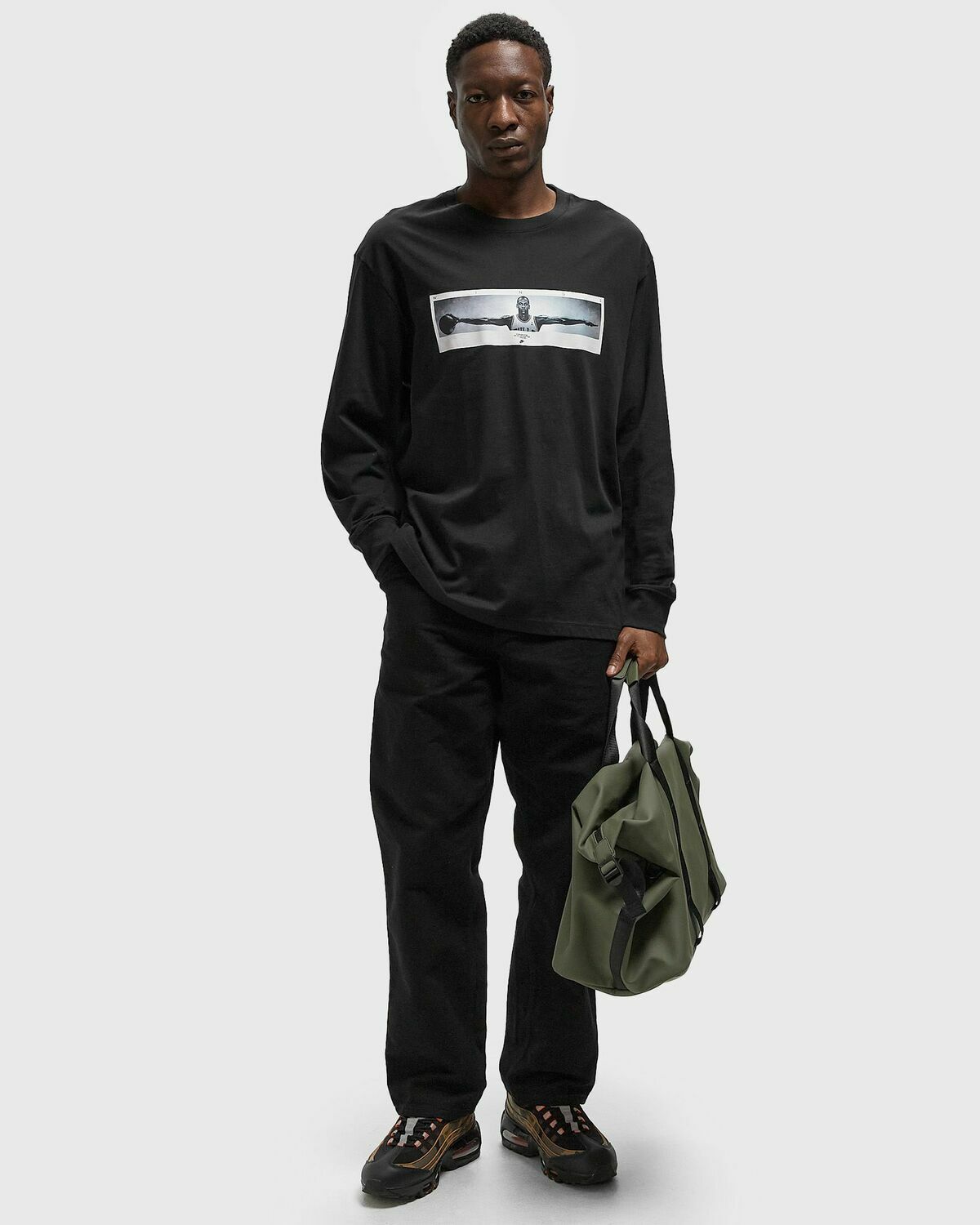BRAND PHOTO LS CREW Black Mens Longsleefe