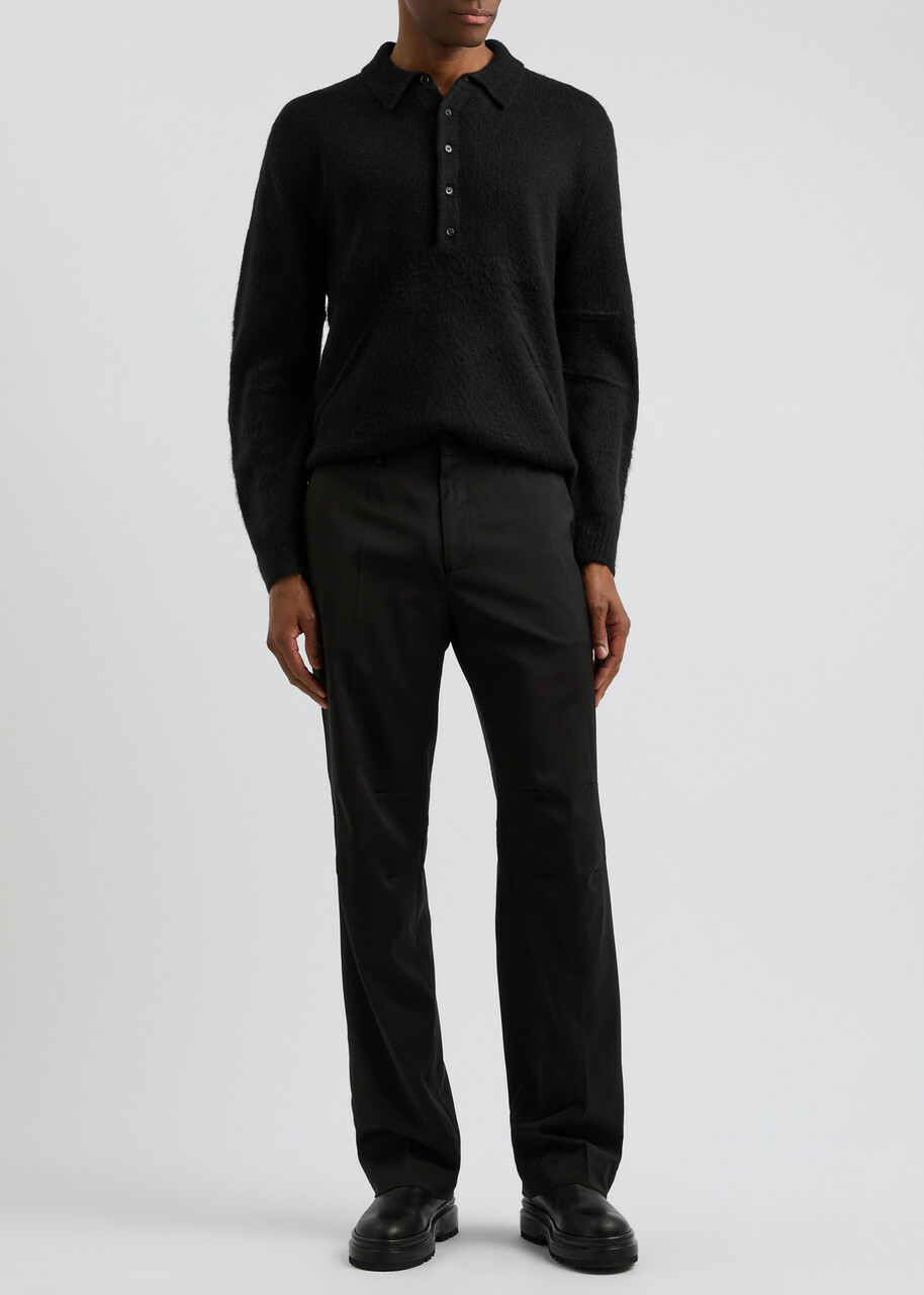 Helmut Lang Apex Knitted Polo Shirt Black