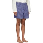 Tekla Blue Striped Pyjama Shorts
