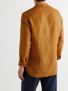 BOGLIOLI - Grandad-Collar Linen Shirt - Orange