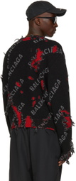Balenciaga Black & Red Small Destroyed Sweater