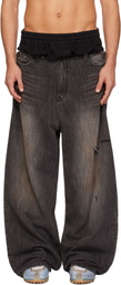 We11done Black Layered Jeans