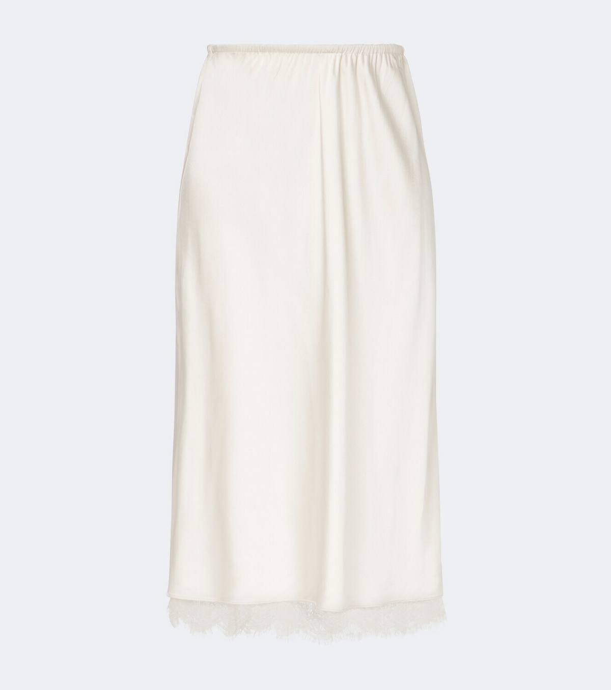 Vince Lace-trimmed satin midi skirt