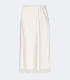 Vince Lace-trimmed satin midi skirt