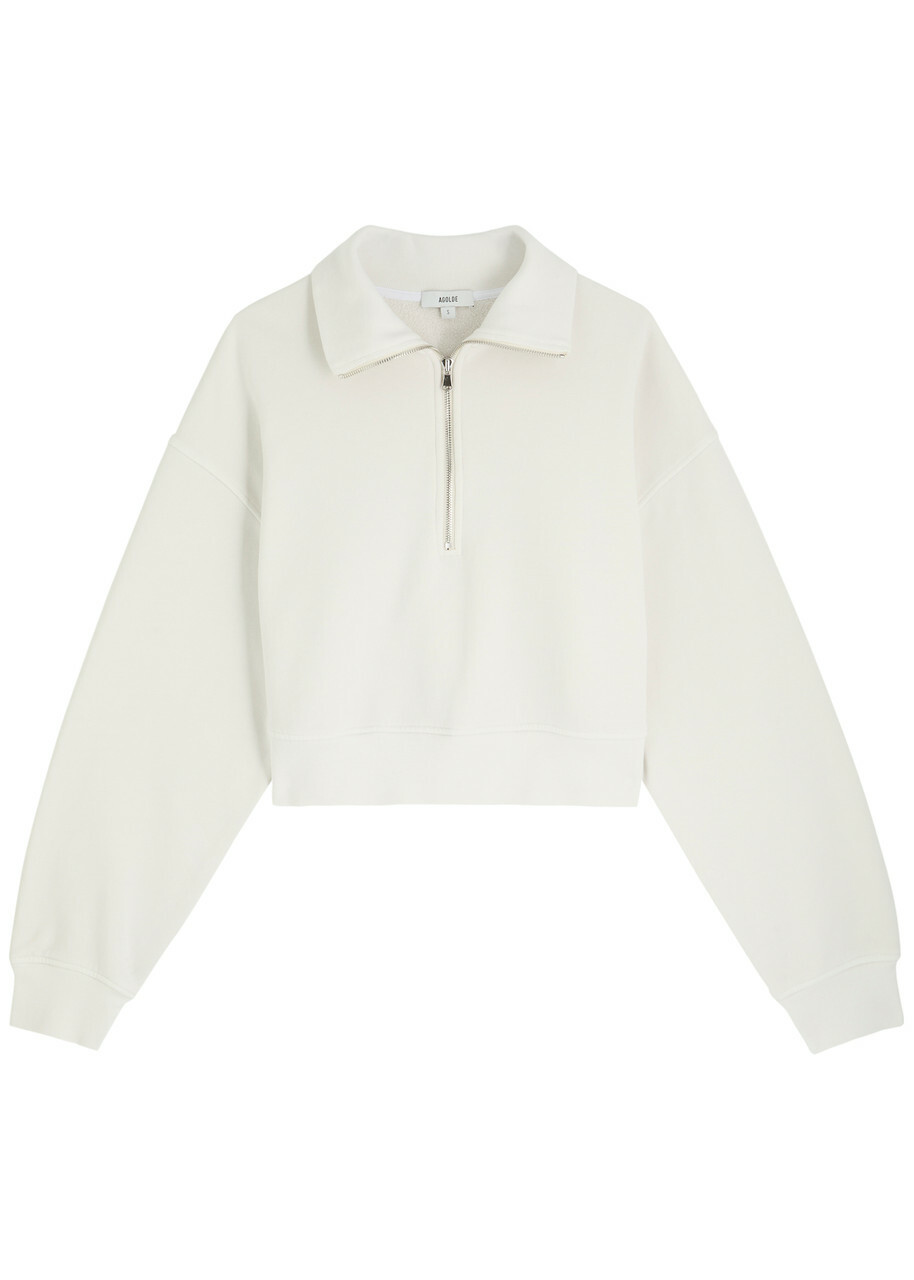 Agolde Bethan Cotton Half-zip Sweatshirt Grey