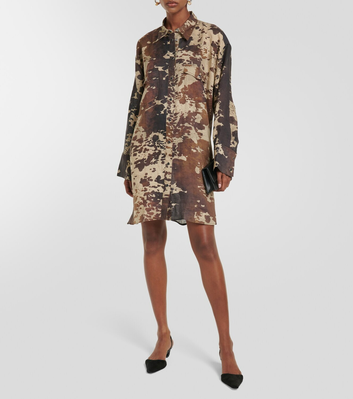 【Acne Studios】 Cow-printリネンミニドレス Acne Studios Cow-print linen minidress Acne Studios