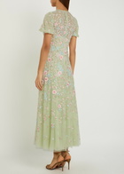 Needle & Thread Peony Floral-embroidered Tulle Midi Dress Light Green