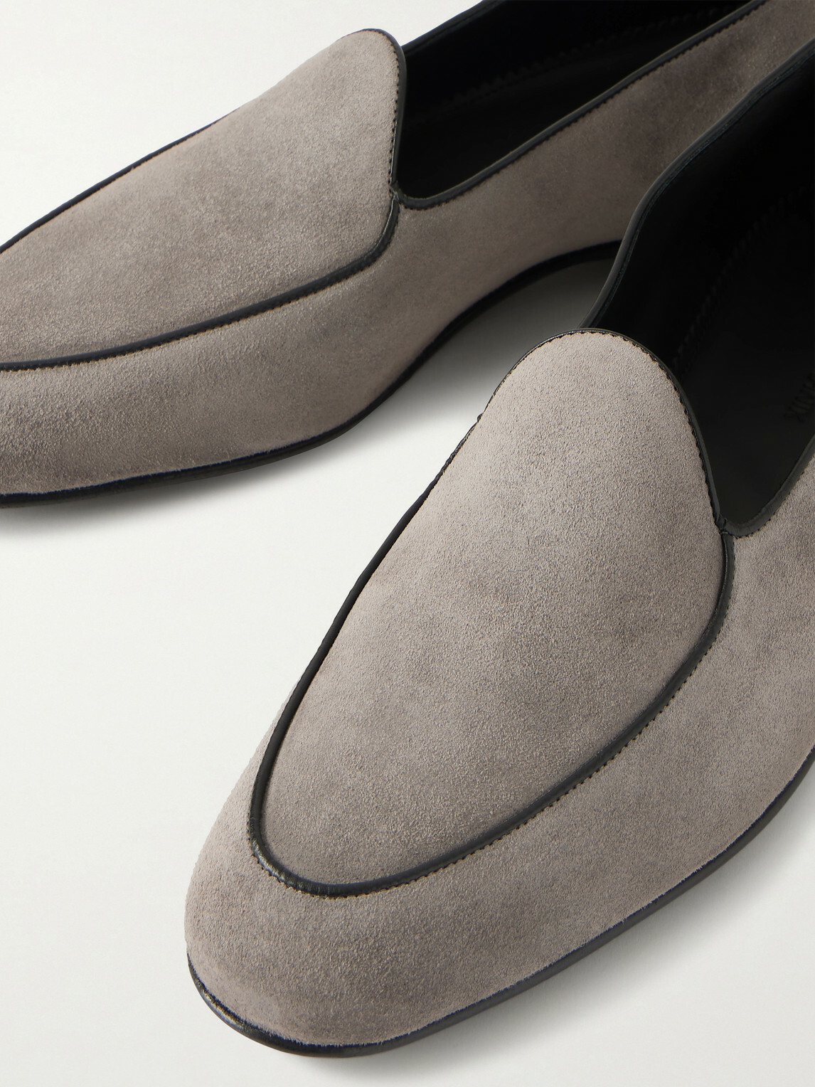 Manolo Blahnik - Modena Leather-Trimmed Suede Loafers - Gray