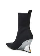 Balmain 95 Ribbed Stretch-knit Wedge Ankle Boots Black