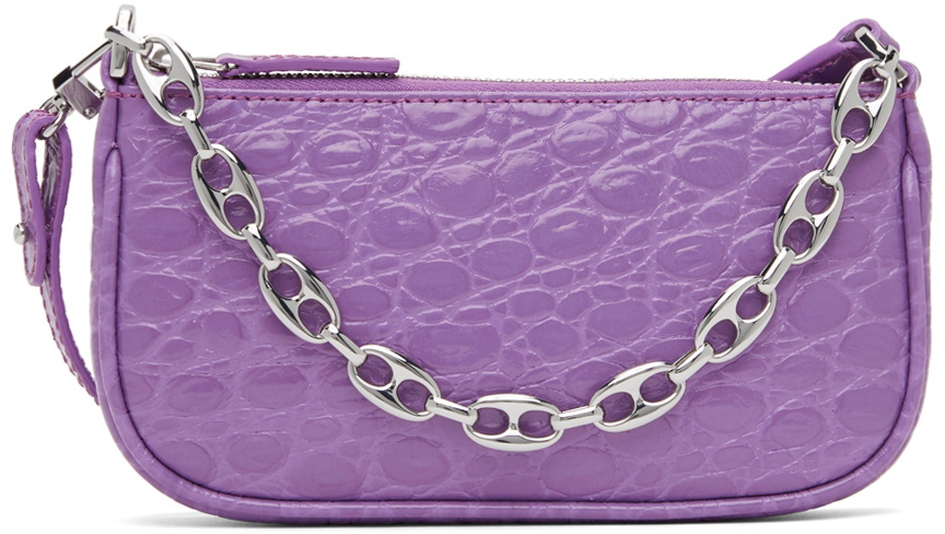 BY FAR Purple Croc Rachel Mini Bag