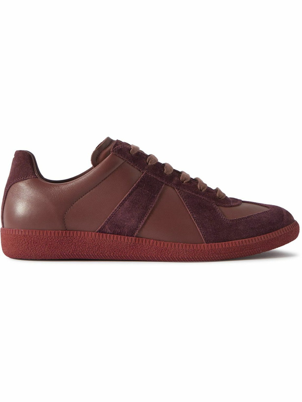 Photo: Maison Margiela - Replica Leather and Suede Sneakers - Burgundy