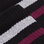 Lite Year Stripe Crew Sock in Black