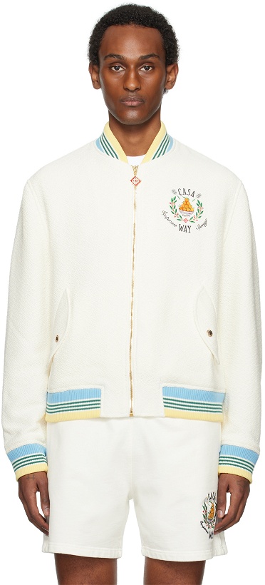 Photo: Casablanca Off-White Embroidered Bomber Jacket