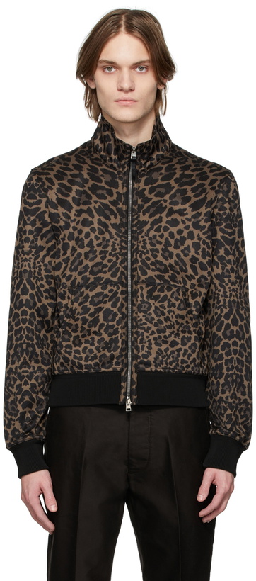 Photo: TOM FORD Brown Leopard Zip-Up Sweater