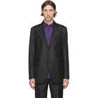 Cobra S.C. Black Metallic Pinstripe Peaked Lapel Blazer