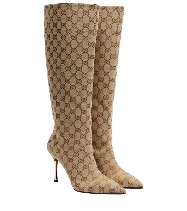 Photo: Gucci Bombshell GG Canvas knee-high boots