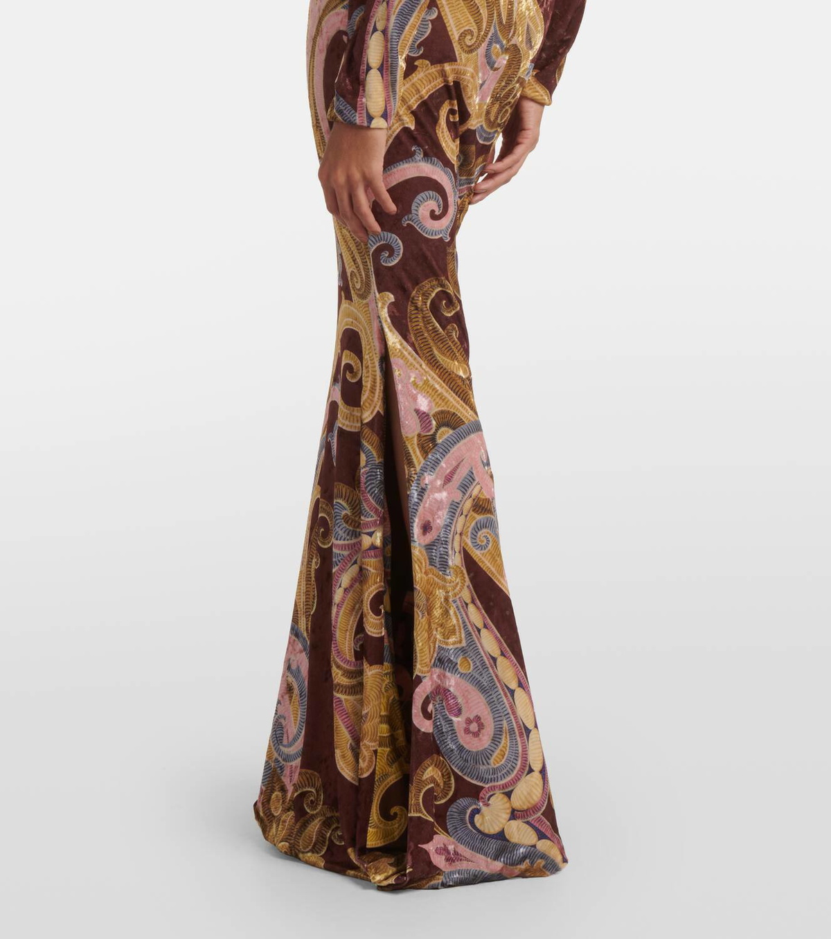 Etro Paisley velvet turtleneck maxi dress Etro