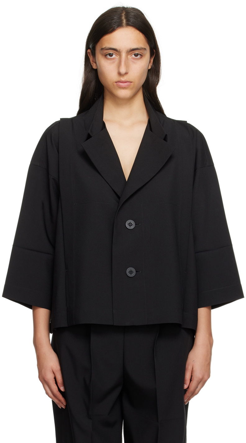 132 5. ISSEY MIYAKE Black Flat Tuck Jacket