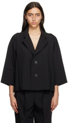 132 5. ISSEY MIYAKE Black Flat Tuck Jacket