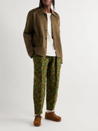 Monitaly - Tapered Cropped Cotton-Jacquard Trousers - Green