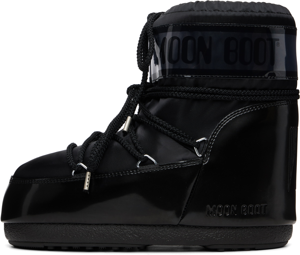Moon Boot Black Icon Low Glance Satin Boots