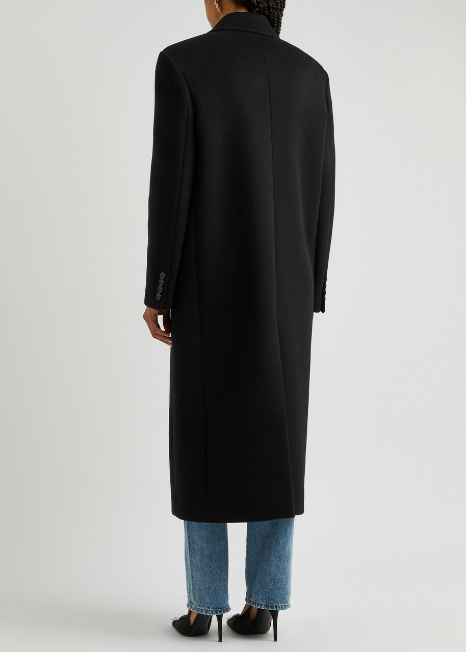 Saint Laurent Women's Black Double-breasted Wool Coat Size 40
