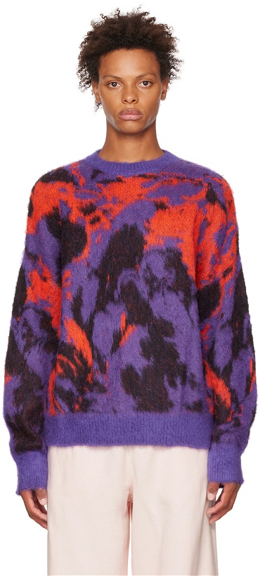 Photo: MSGM Red & Purple Acid Marble Drill Sweater