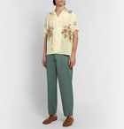 BODE - Camp-Collar Embroidered Washed-Satin Shirt - Neutrals