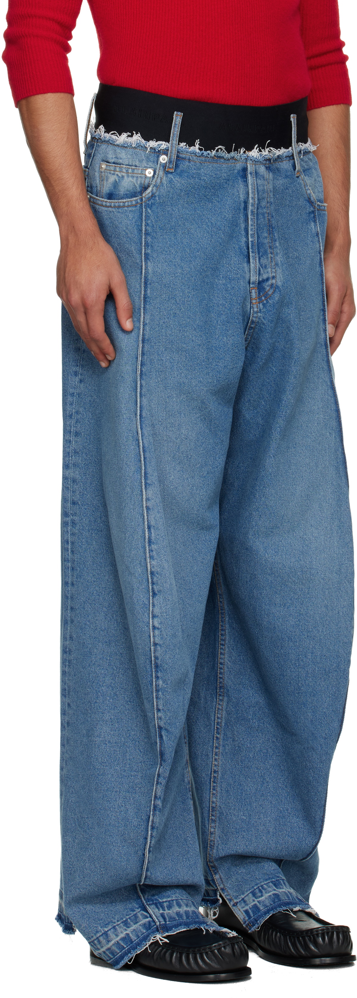 ALAINPAUL Blue Knee Shape Jeans
