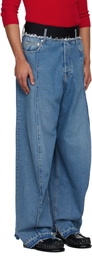 ALAINPAUL Blue Knee Shape Jeans