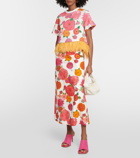 La DoubleJ A-Long floral cotton midi skirt
