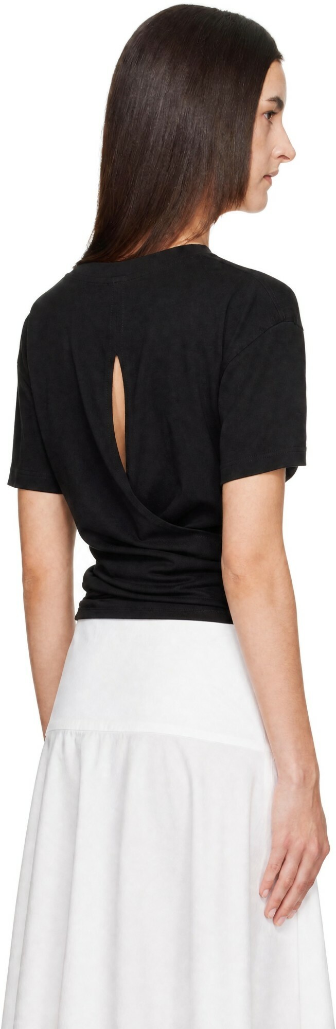 St. Agni Black Cotton Jersey Split Back Top