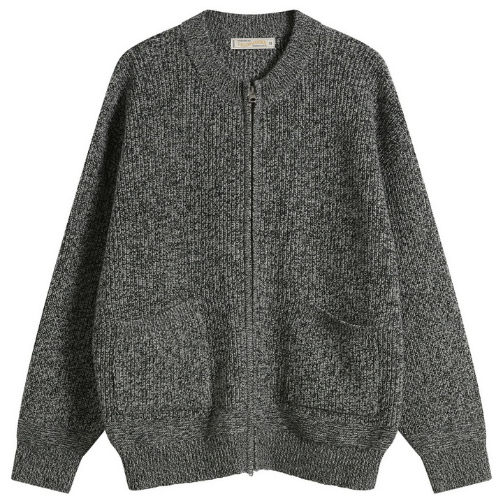 Photo: FrizmWORKS Men's Tweed Wool Deck Zip Cardigan in Charcoal