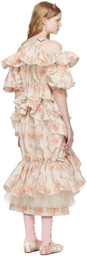 Simone Rocha Beige Adjustable Length Tiered Midi Dress