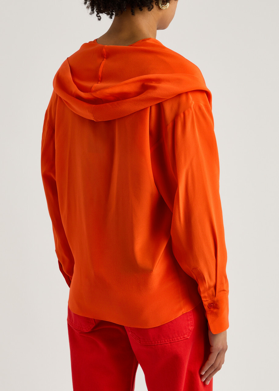 Petar Petrov The Soul Hooded Silk-chiffon Wrap Blouse Red