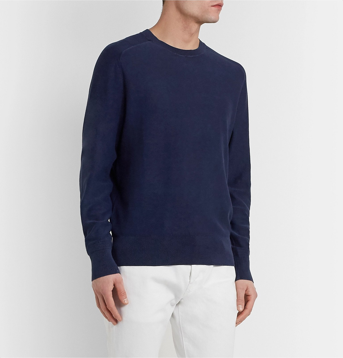 rag bone Lance Garment Dyed Cotton Sweater Blue Rag and Bone