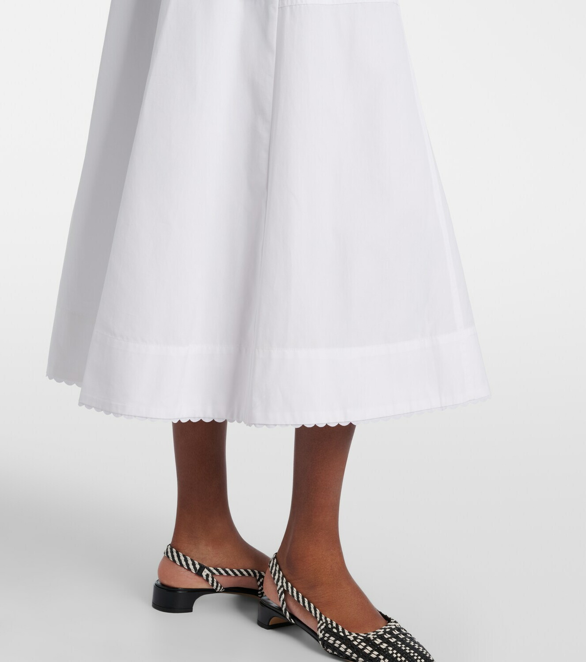 Vince Scalloped cotton poplin midi skirt