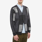 Beams Plus Men's Panel Pattern Shaggy Cardigan in Charcoal