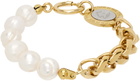 IN GOLD WE TRUST PARIS Gold Pearl & Logo Clasp Bracelet