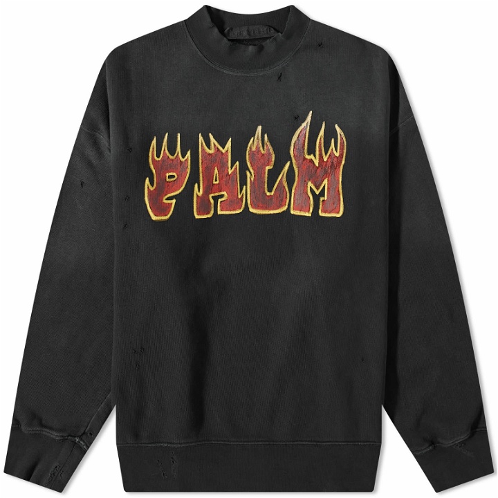 Photo: Palm Angels Men's Flames Crew Sweat in Black/Red