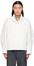 Solid Homme White Stand Collar Jacket