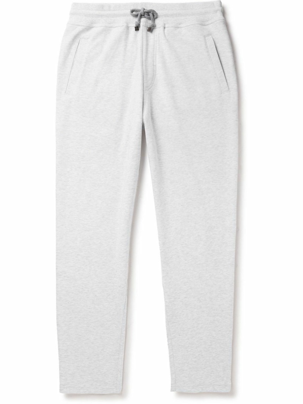 Photo: Brunello Cucinelli - Straight-Leg Cotton-Blend Jersey Sweatpants - Gray