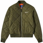 Awake NY Quilted Patch Bomber Jacket in Olive